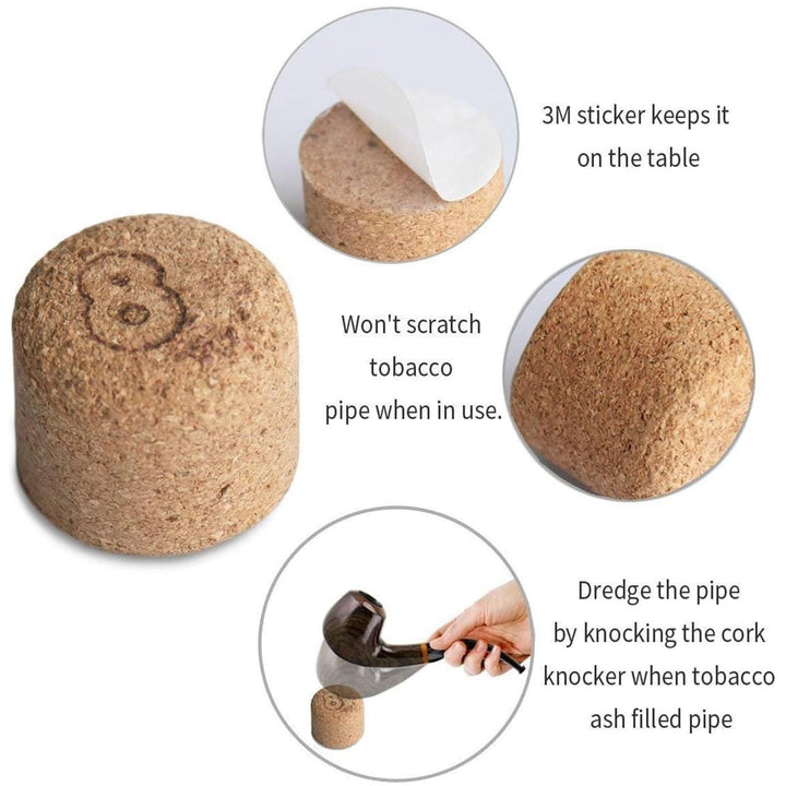Luxury Tobacco Smoking Pipe Set, Deepened &amp; Windproof Wooden Pipe with Leather Tobacco Pouch, Wood Stand and Smoking Accessories