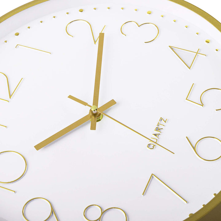 Gold Wall Clock 12 Inch Silent Non-Ticking Battery Operated Round Quartz Modern Wall Clock for Office Living Room Kitchen Bedroom Home Decor