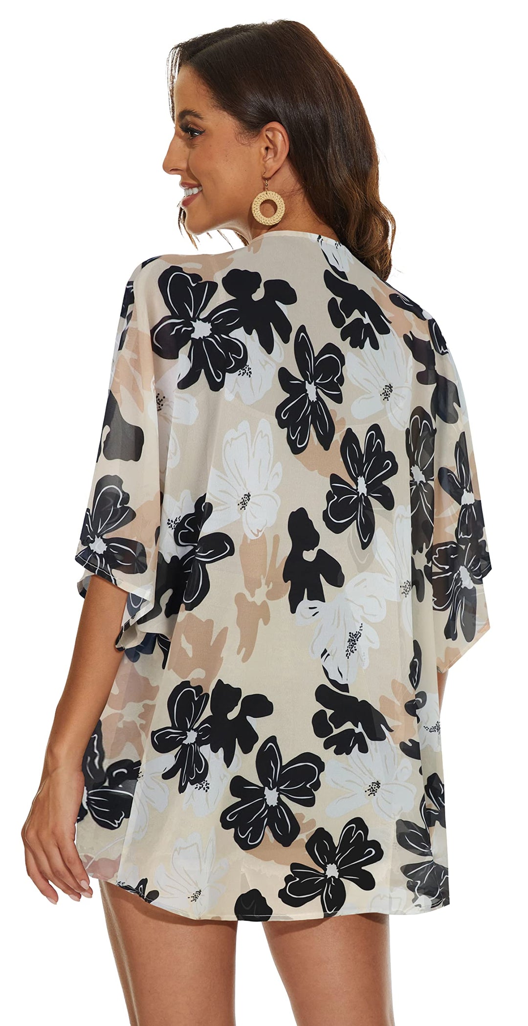 Women Kimono Cardigan Sheer Beach Coverups Chiffon Loos