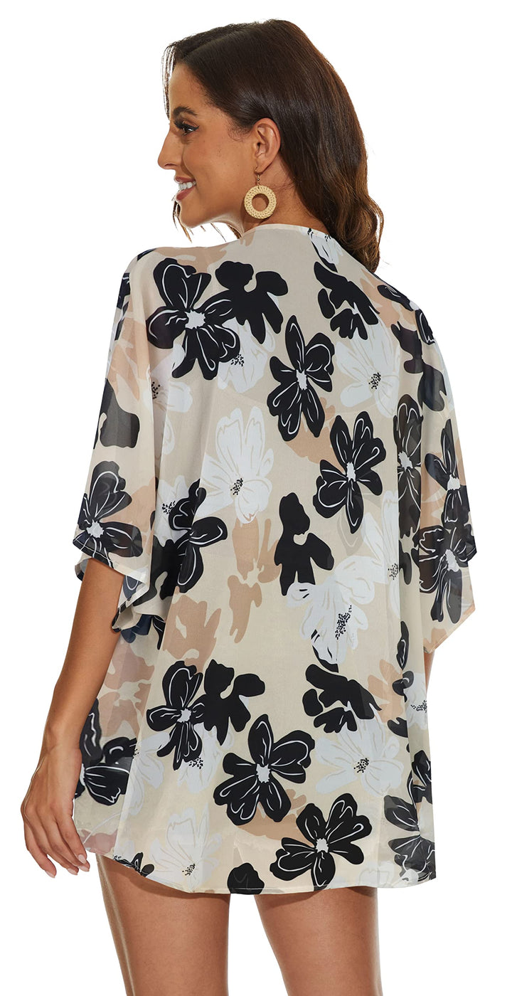 Women Kimono Cardigan Sheer Beach Coverups Chiffon Loos