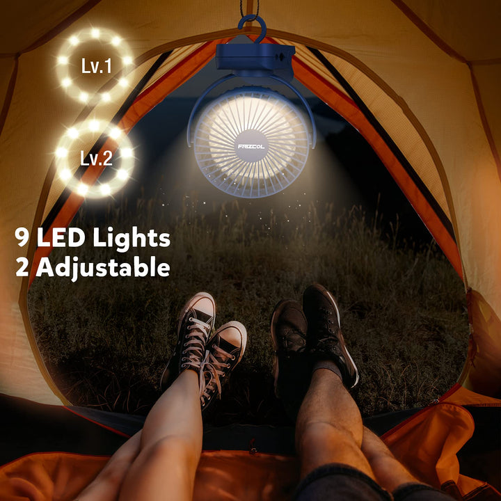 Clip on Fan 65 Hours Portable Desk Fan Rechargeable with LED Lights &amp; Hooks 12000 Capacity Battery Operated Fan with Clips Small Desk Fan Mini Fans for Tents Travel Outdoor Camping Golf Cart Stroller