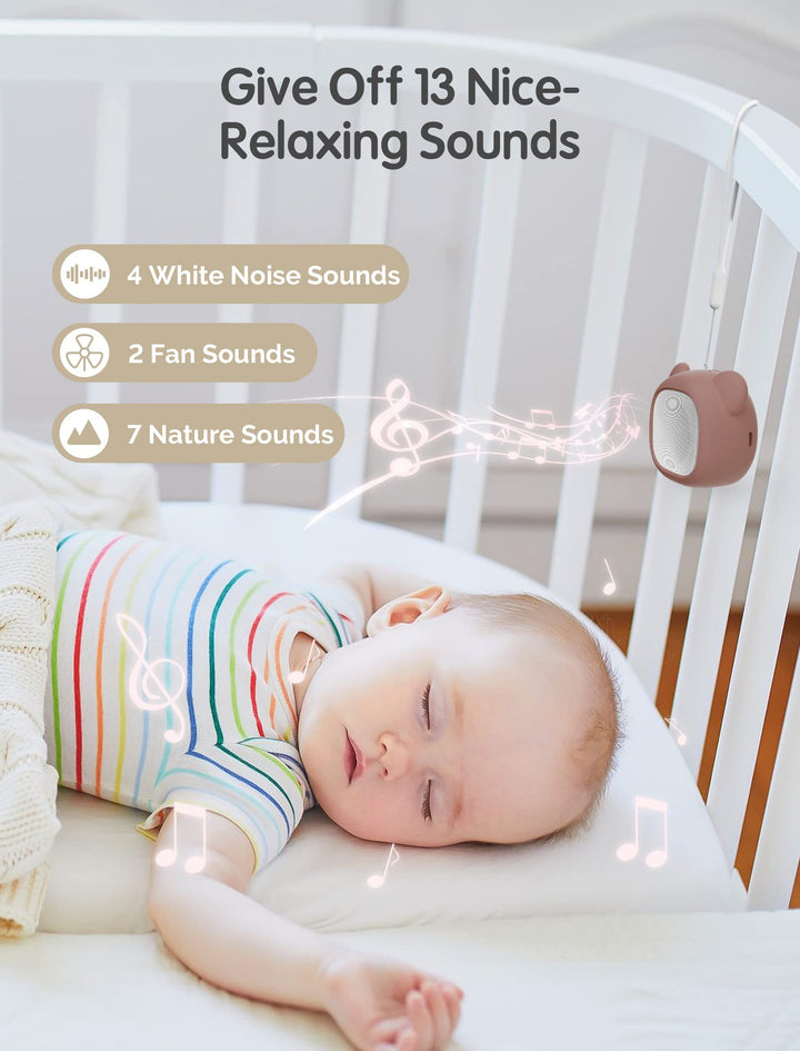 AIRSEE White Noise Machine - Portable Sound Machine with Nightlight 29 Non-Looping Soothing Sounds for Sleeping, Sleep Sound Noise for Home and Travel… (Mini with Brown case)