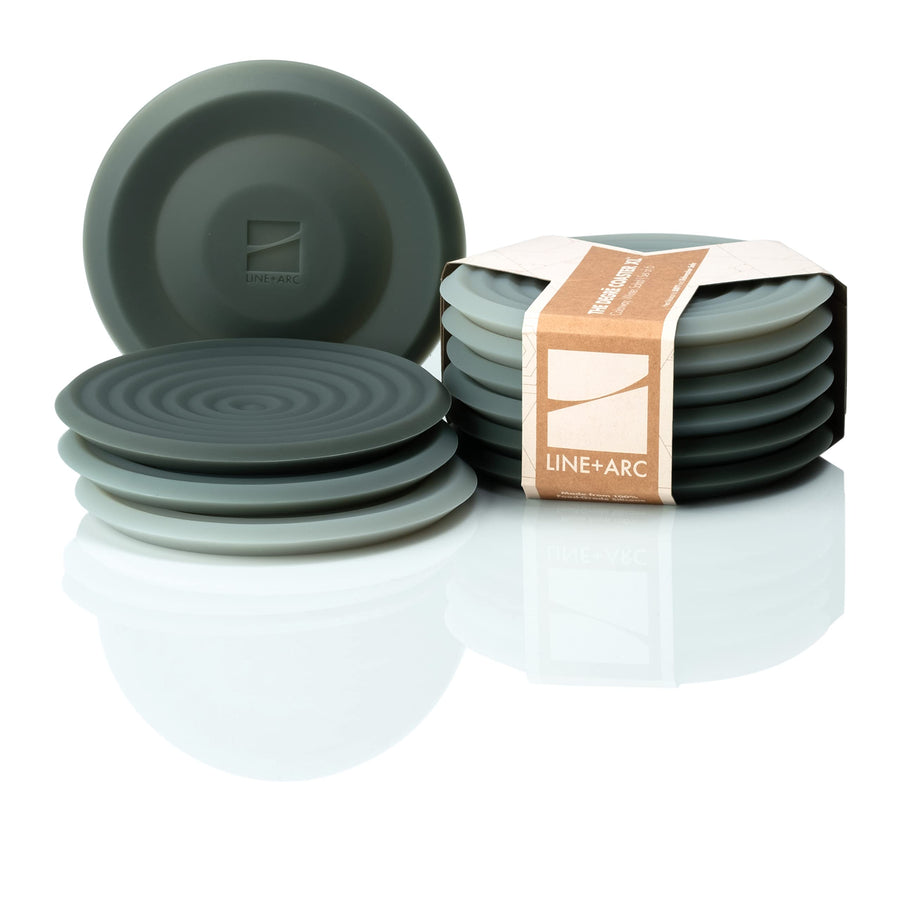 The Degre Coasters XL (Winter Salad, Set of 6) . 10mm Thick, Dishwasher Safe, Stain-Resistant, Outdoor, Coffee Table, Silicone, Modern, Mid Century, Drink, Non-Absorbent, Housewarming Gift