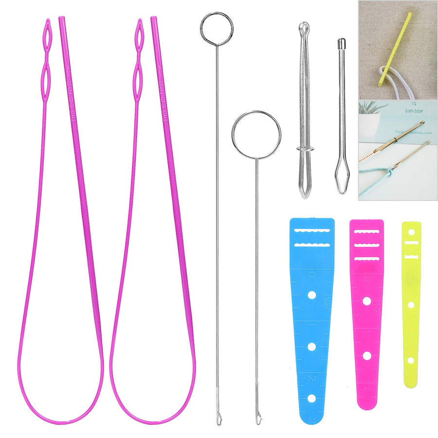 9 PCS Threader Tools for String, Easy Threader Drawstring Replacement Kits, Flexible Drawstring Threader, Loop Turner Hook, Flat Elastic Cord Threader, Metal Tweezers