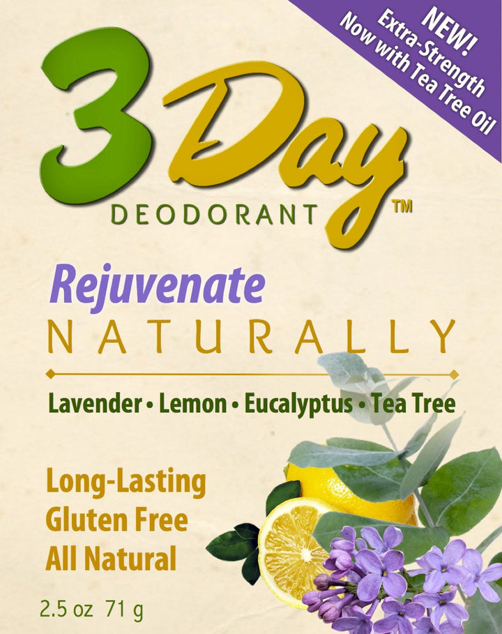 3-Day Natural Deodorant - New Softer Formula - All Natural, Farm Tested (2.5 oz Stick) Gluten Free, Aluminum Free (Rejuvenate)