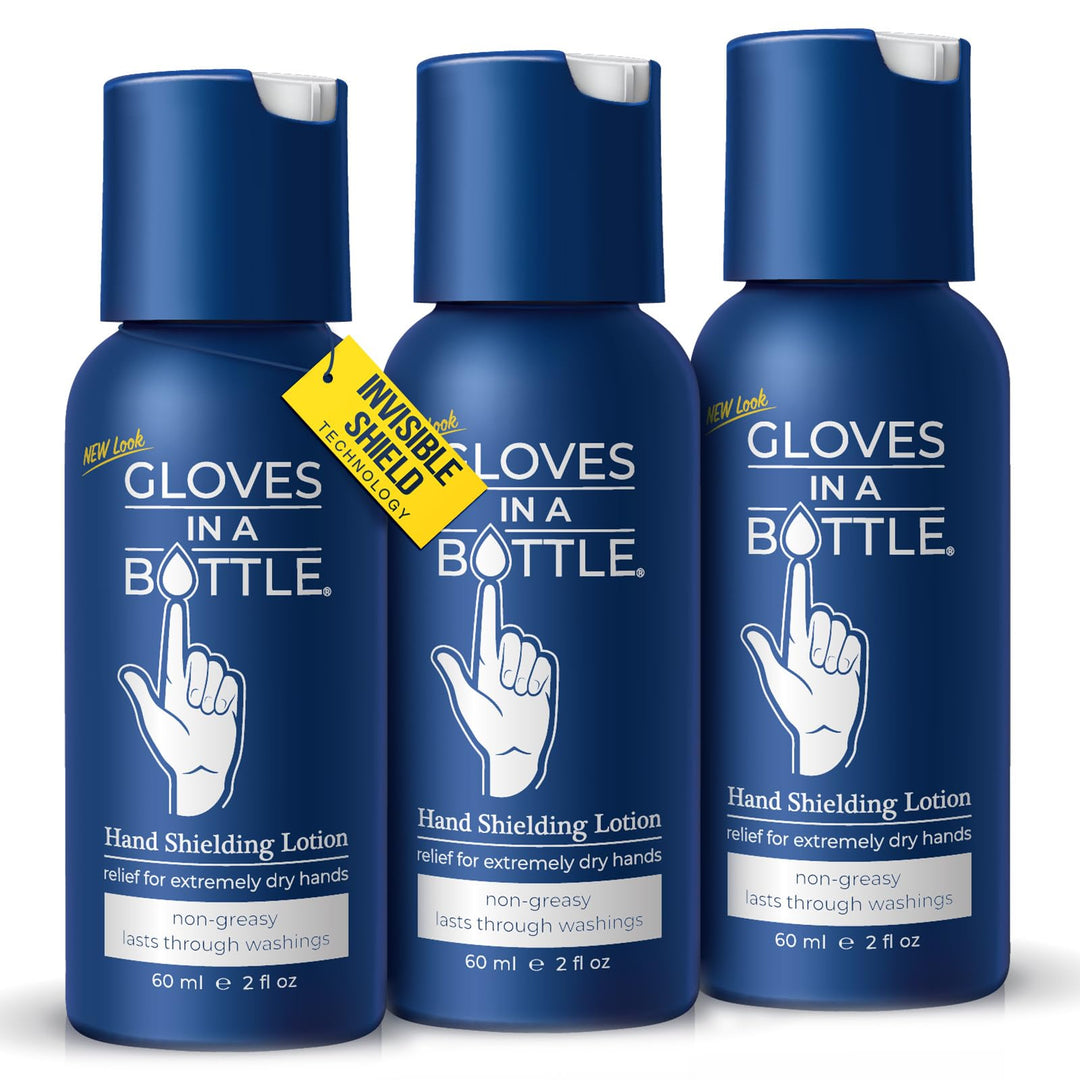 3 Pack 2oz : Gloves in a Bottle Shielding Lotion Great for Dry Itchy Skin, Grease-Less and Fragrance Free, 2 oz./60 mL, Pack of 3