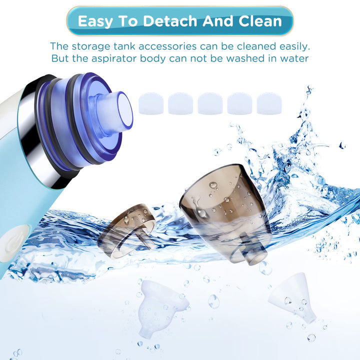 Baby Nasal Aspirator Automatic Nasal Sucker Electric Baby Nose Cleaner Nose Mucus Boogies with 5 Levels of Suction Rechargeable Portable Mucus Remover for Newborn Infant Toddler (Blue)