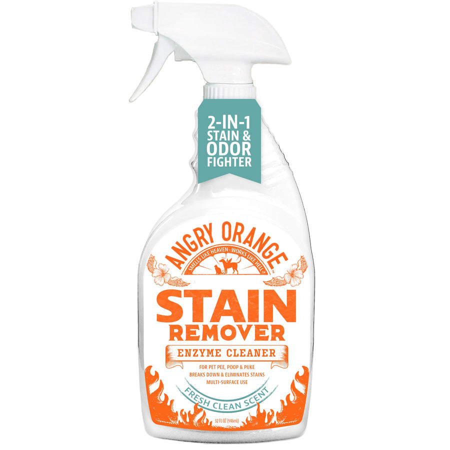 Angry Orange Pet Stain Remover for Cat Urine and Stains - Enzyme Cleaner - Fresh Scent - 32 oz