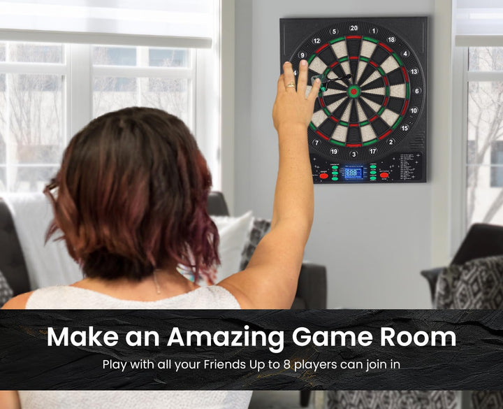 Electronic Dart Board, LED Display Automatic Scoring Dartboard Sets for Adults with 12 Darts 100 Soft Tips, Dart Board Electronic Scoreboard, Power Adapter, Outdoor