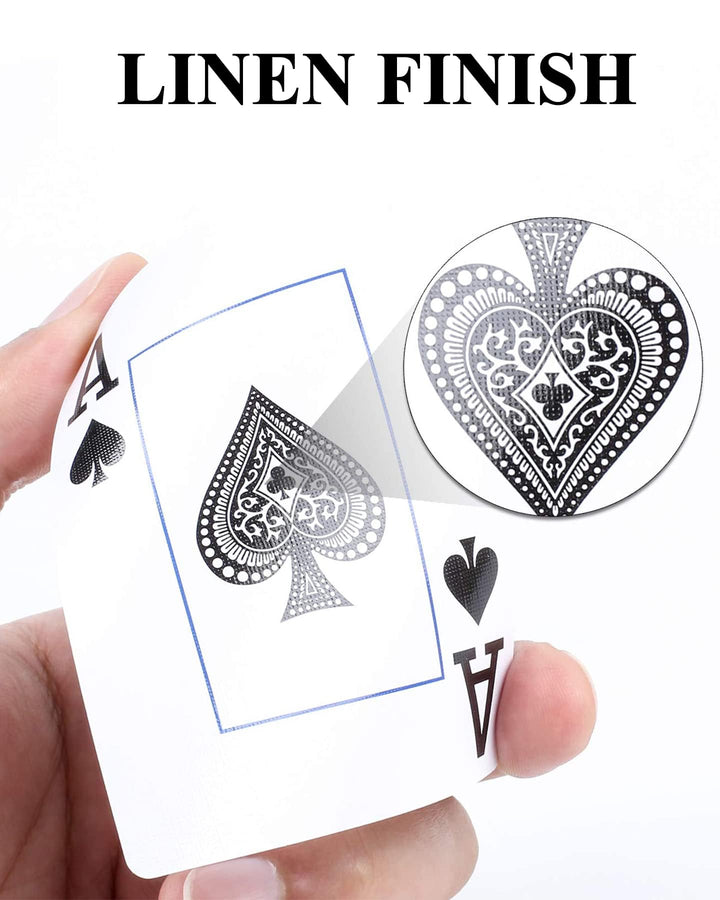 2 Pack Large Print Playing Cards, Poker Size Large Index Deck of Cards, Linen Finish Surface, Pattern A