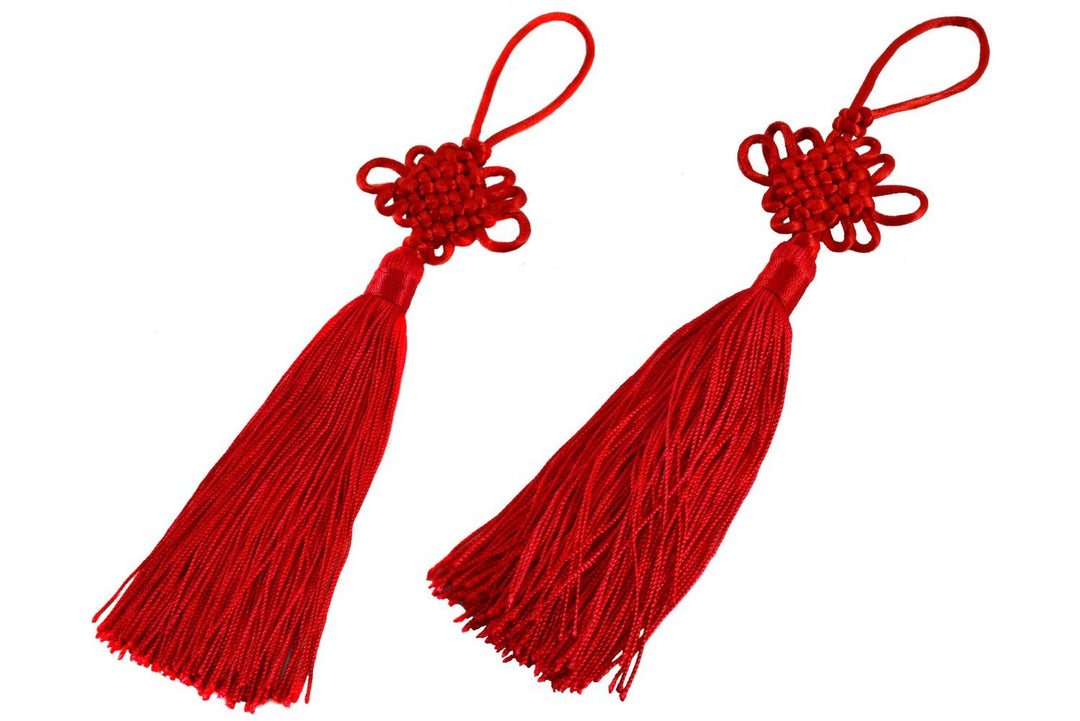 Chinese Knot Tassel by Fortune Tassels - Simple Eternal Fortune Tassels, Red Chinese Knot Activates Good Fortune to Keep Turning and They are Good forey are Good for activating Romance,Money.(2-Packs