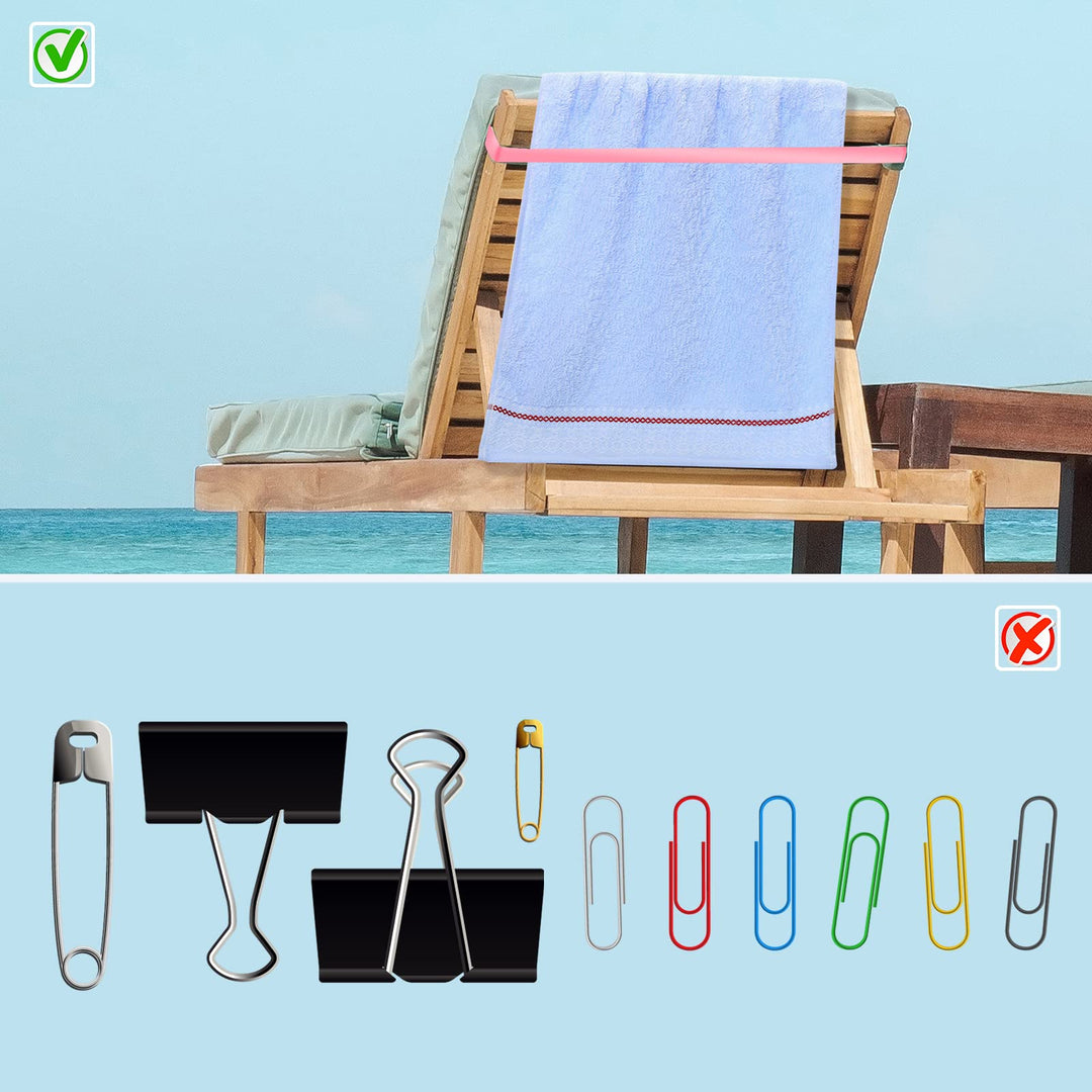12 Pcs Beach Towel Bands, Rubber Elastic Beach Towel Holder Beach Accessories, A New Alternative for Beach Chair Clips, Multicolor Towel Bands for Beach Chairs Swim Vacation (11.8x0.4 Inch)