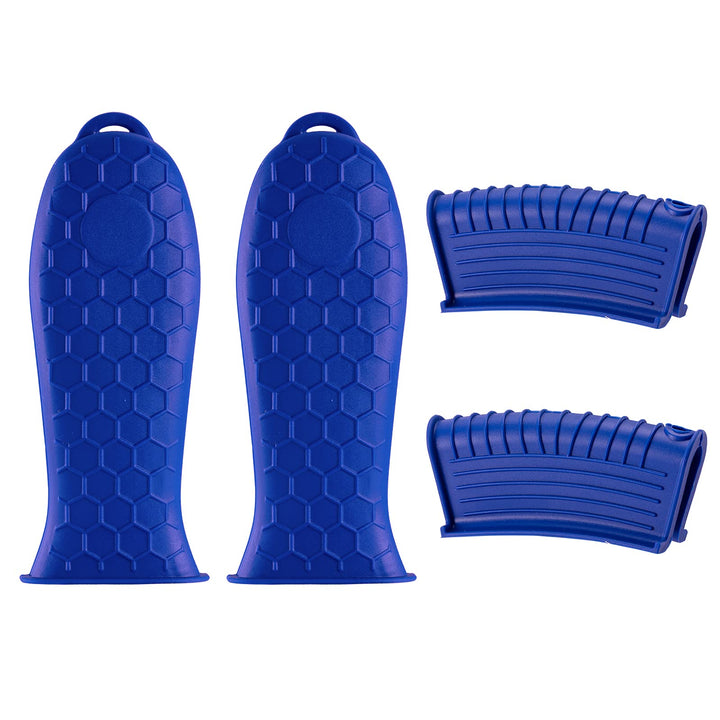 4 Pieces Silicone Hot Handle Holder, Heat Resistant Potholder Cookware Handle Non Slip Rubber Pot Holders Cast Iron Skillets Handles Grip Covers for Cast Iron Skillet (Blue)…