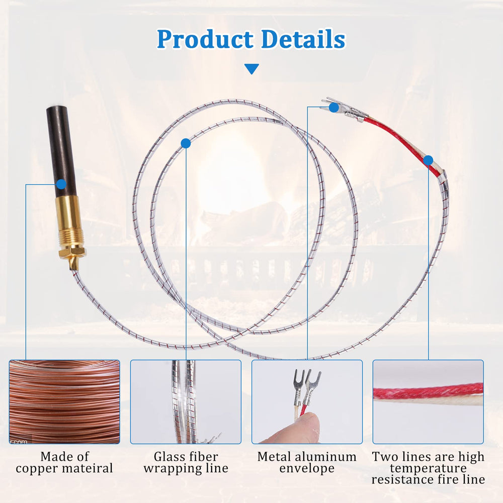 Gas Fryer Thermopile Thermocouple 2-Wire Replacement for Imperial Elite Frymaster Dean Pitco and Italian FAGE Gas Pizza Oven