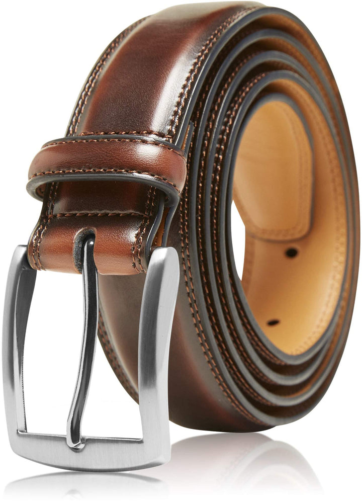 Genuine Leather Dress Belts For Men - Mens Belt For Suits, Jeans, Uniform Brown Belt - Designed in the USA