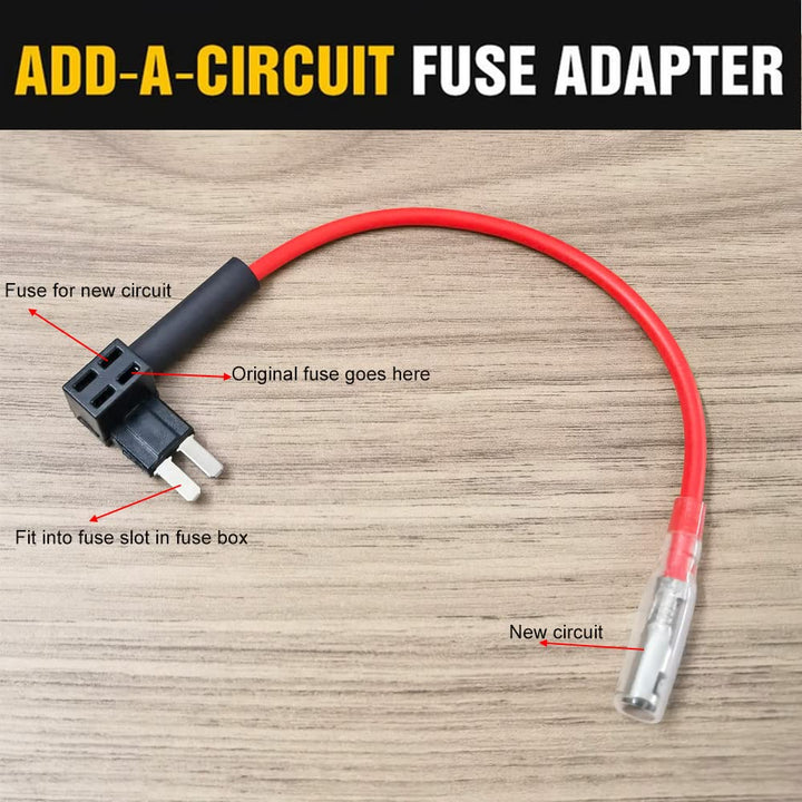 3 pcs 12V-24V Add-a-Circuit Micro2 Fuse Tap, Piggy Back Blade Fuse Holder with Wire Harness, 4 pcs Micro 2 Fuse (5A 10A 15A) and Fuse Puller