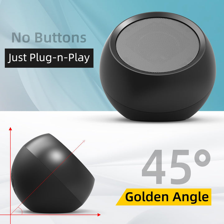 [Single] USB Computer Speakers for Desktop, PC, Laptop, Small Plug-N-Play Speakers with Crystal-Clear Sound, Loud Volume, Rich Bass, Compatible with Windows/macOS/ChromeOS/Linux