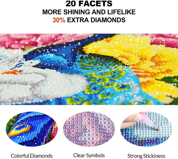 Diamond Painting Kits for Adults, Easter Bunny Diamond Art Full Drill Gem Art Perfect for Relaxation and Home Wall Decor