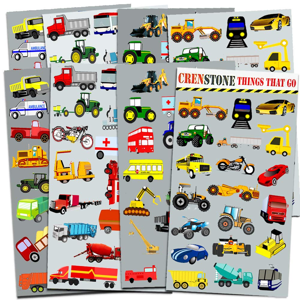 Cars and Trucks Stickers Party Supplies Pack Toddler - Over 160 Stickers for Toddler Boys and Girls (Cars, Fire Trucks, Construction, Buses &amp; More!)