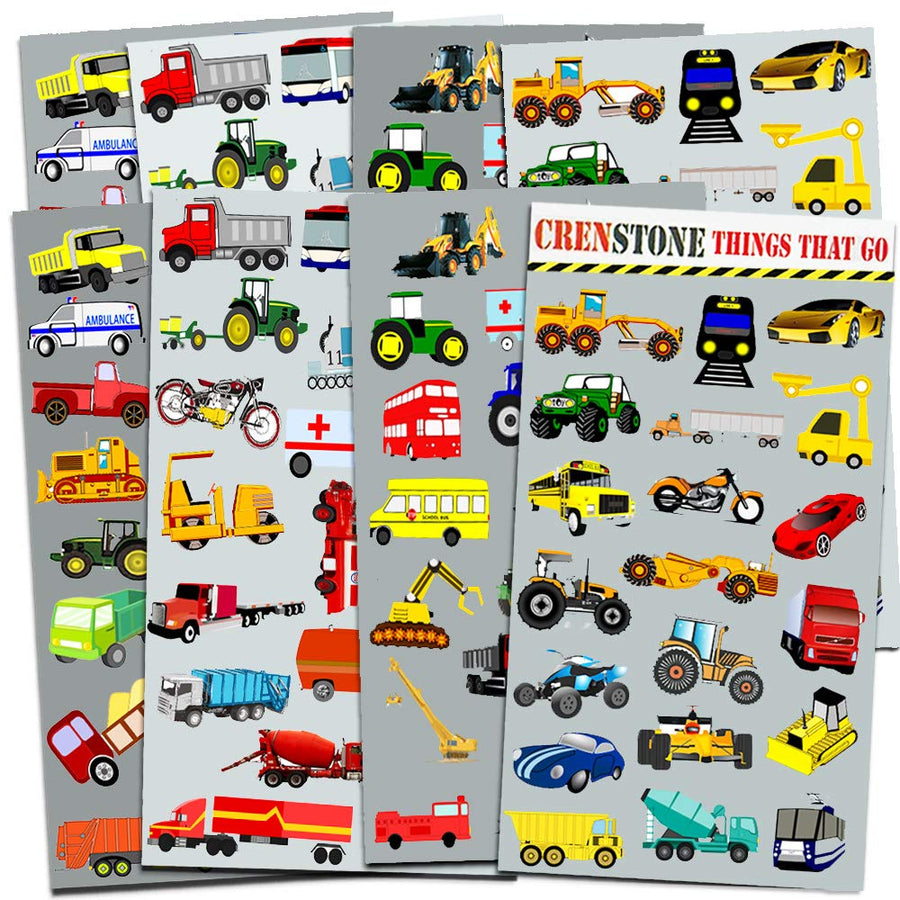 Cars and Trucks Stickers Party Supplies Pack Toddler - Over 160 Stickers for Toddler Boys and Girls (Cars, Fire Trucks, Construction, Buses & More!)