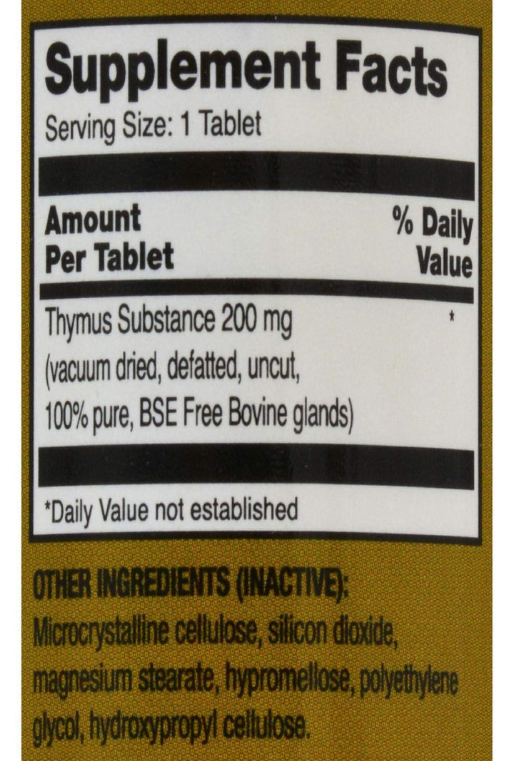 Ultra Glandulars Raw Thymus Tablets, 200 Mg, 60 Count