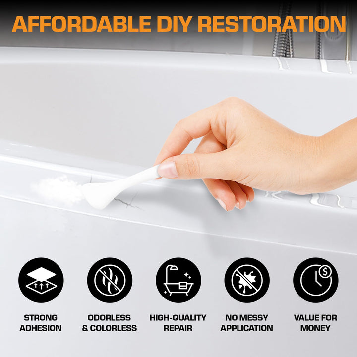 White Porcelain Repair Kit, Fiberglass Tub Repair Kit for Sink, Shower &amp; Countertop - Tile Repair Kit, Acrylic Tub Kit Repair Kit White, Cracked Porcelain Sink Repair Kit