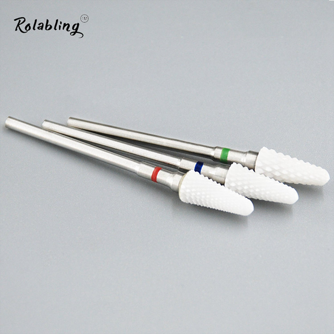 Ceramic Nail Drill Bit White Flame Nail Drill Bit for Electric Drill Manicure Machine Nail Salon Tool (Medium Blue)