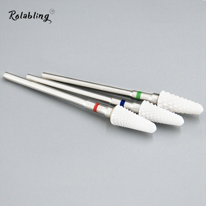 Ceramic Nail Drill Bit White Flame Nail Drill Bit for Electric Drill Manicure Machine Nail Salon Tool (Medium Blue)