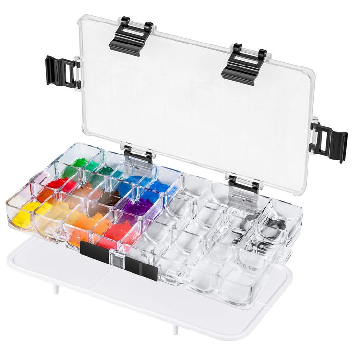 Paint Pallet Tray 24-Well Airtight Paint Palette Stay Wet for Watercolors, Gouache, Acrylic, Oil Paint,