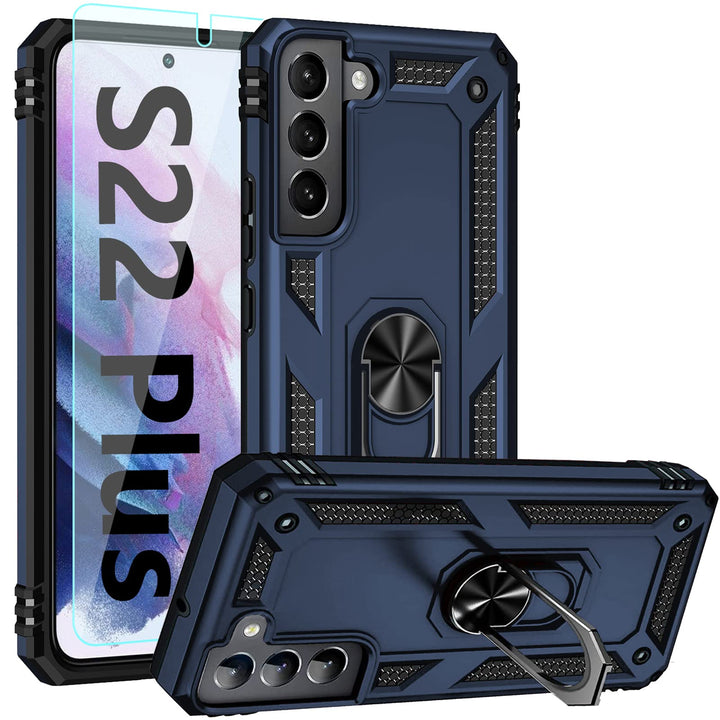 for Galaxy S22 Plus Case,Samsung Galaxy S22 Plus Case,with Screen Protector,[Military Grade] 16ft. Drop Tested Cover with Magnetic Kickstand Car Mount Protective Case for S22 Plus, Blue