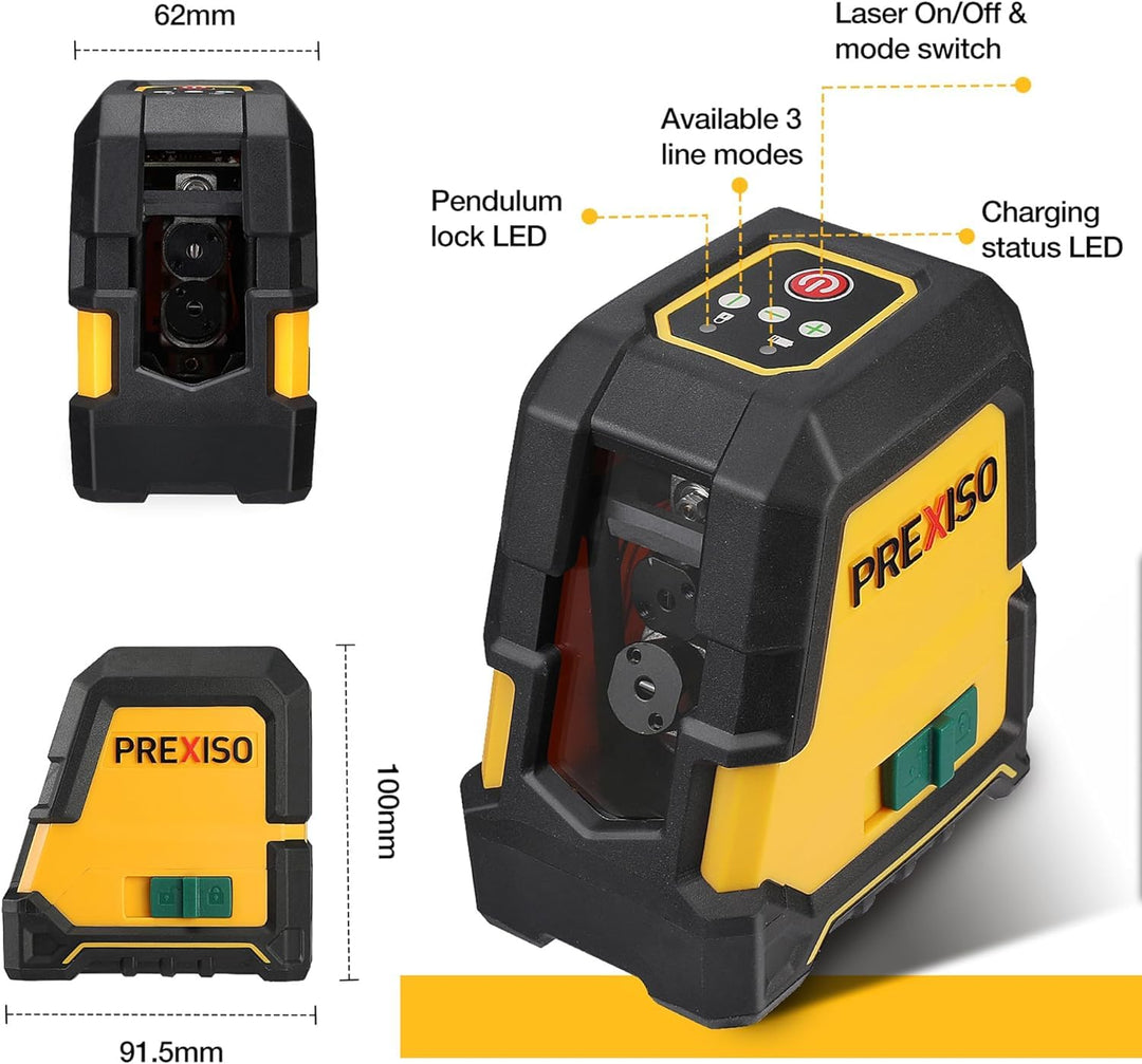 PREXISO Laser Level Self Leveling - 100Ft Rechargeable 
