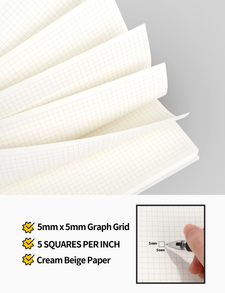 SUNEE Graph Paper Notebook - 3 Pack Large Spiral Grid N