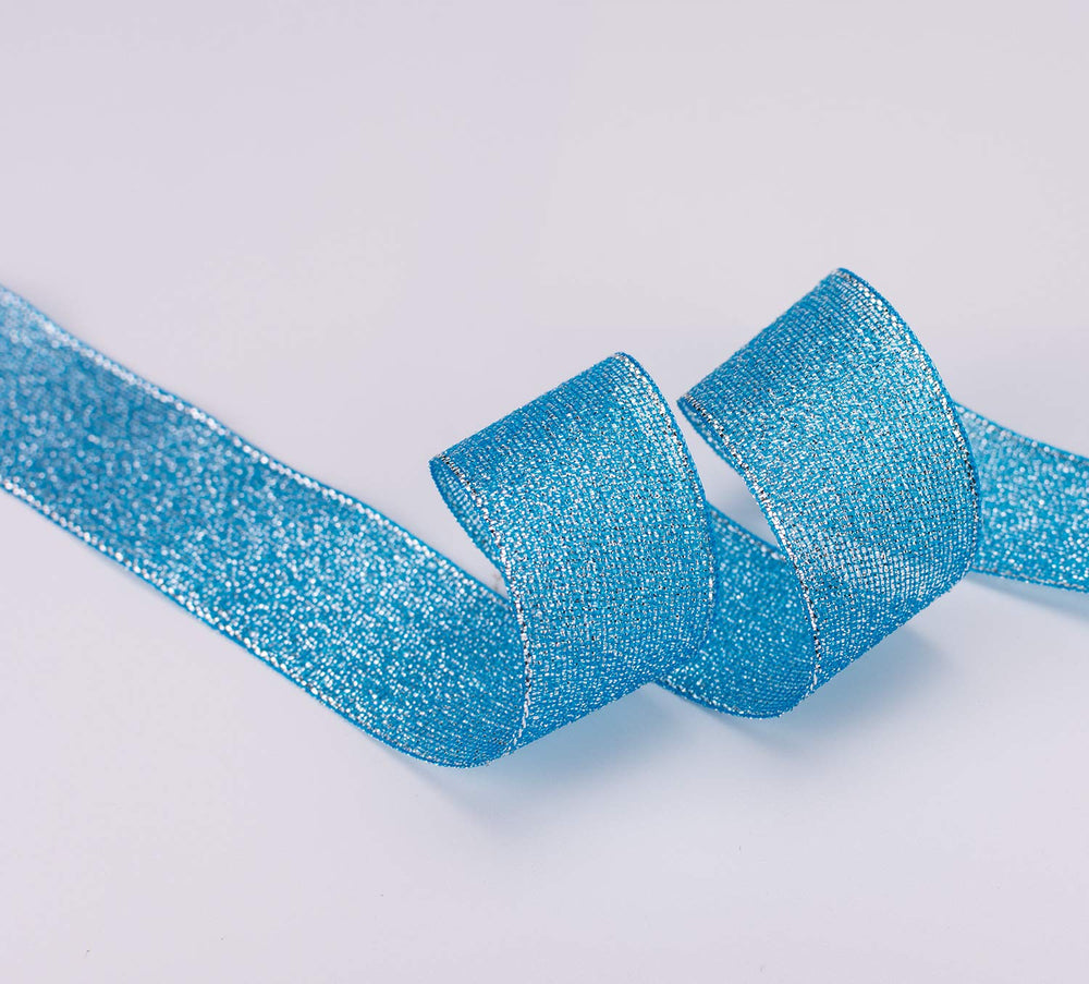1 Inch Wide Glitter Ribbons,Colorful Silver Metallic Color Ribbons for Gifts Wrapping Home Decoration Wedding Party and DIY Crafts,25 Yards/Roll x 1 Roll (Peacock Blue)