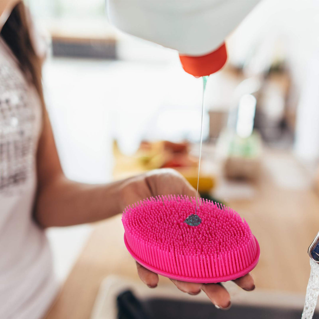 3 Pieces Exfoliating Silicone Body Scrubber Body Silicone Scrubber Brush Silicone Body Wash Scrubber for Skin Exfoliation (Red, Orange, Blue)