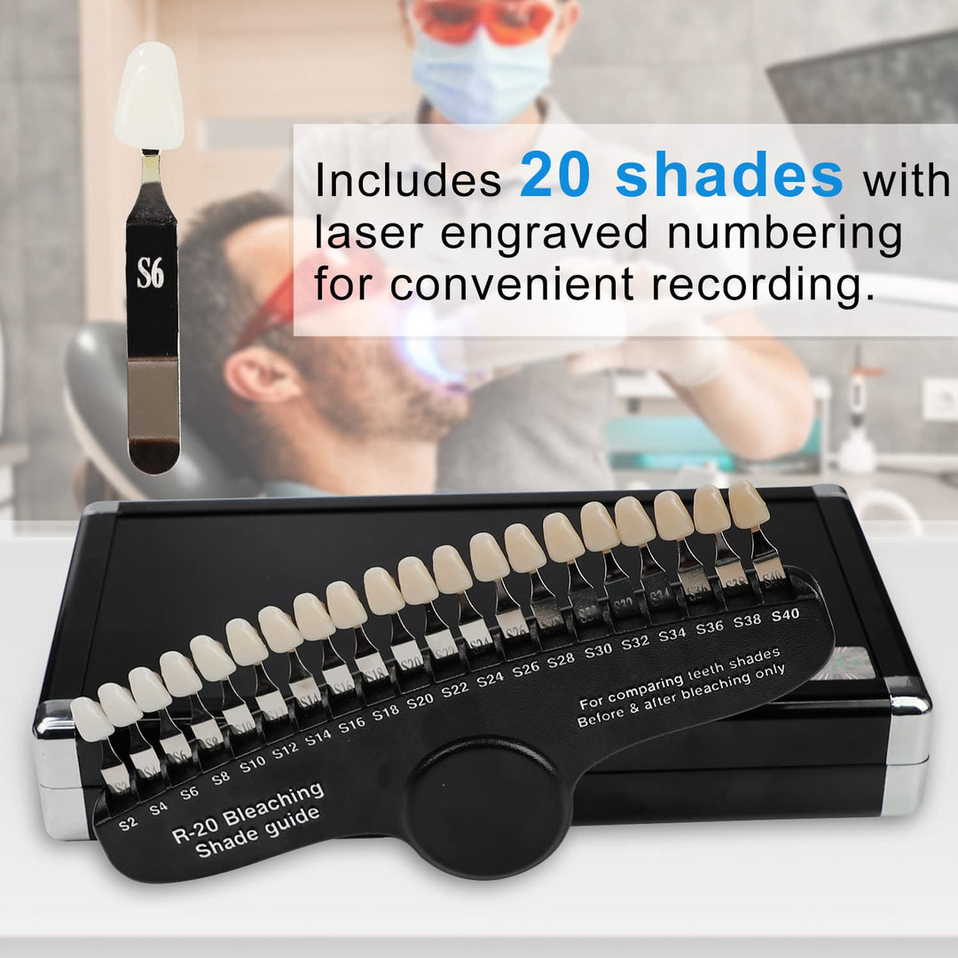 Professional 3D R-20 Dental Tooth Teeth Whitening Shade Guide for Dentist Tracking Teeth Whitening Course, Tooth Shade Guide with 20 Colors