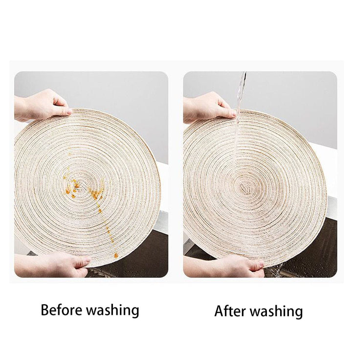 , Round Woven Placemats Set of 6, Elegant 15 inch Placemats for Dining Tables Indoor Outdoor Party Decor (Ivory Cream), 15In Round Mats 6
