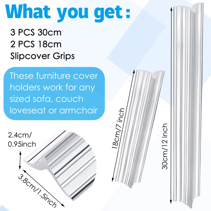 Sofa Slipcover Tucks Couch Cover Grips Sectional Couch Covers Tucks Slipcover Tuck Grips for Sofa Armchairs Pet Owners (5 Pieces,12 Inch, 7 Inch)
