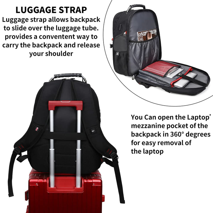 SHRRADOO Extra Large 50L Travel Laptop Backpack with US