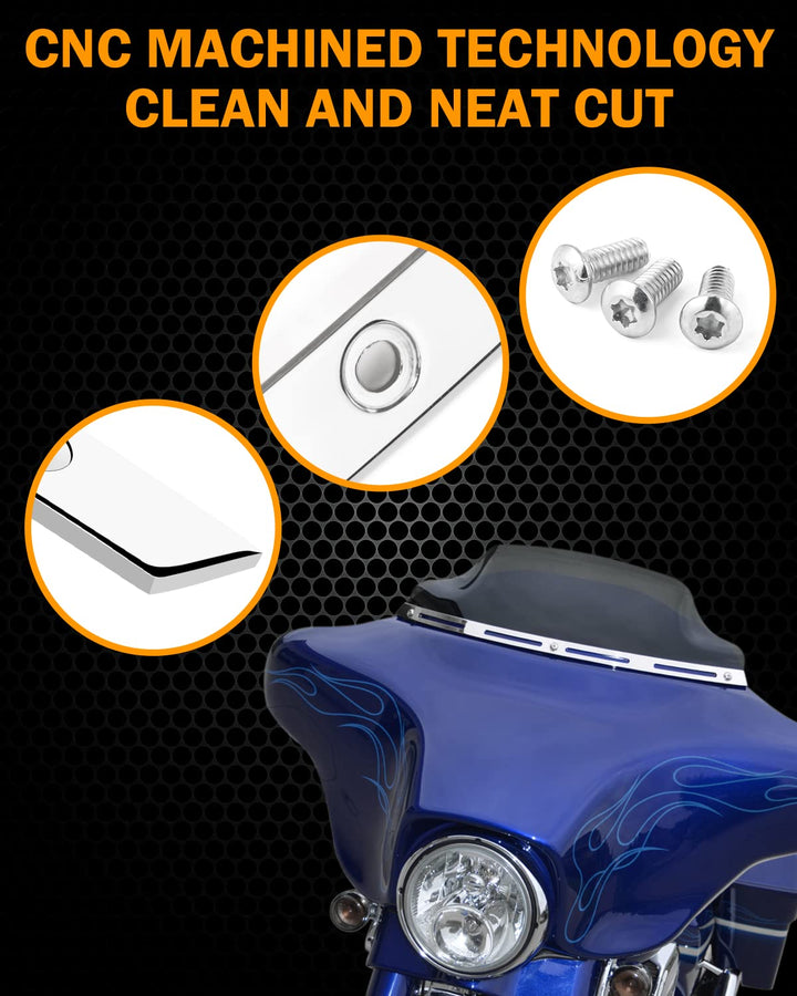 PBYMT Polished Stainless Slotted Batwing Windshield Tri