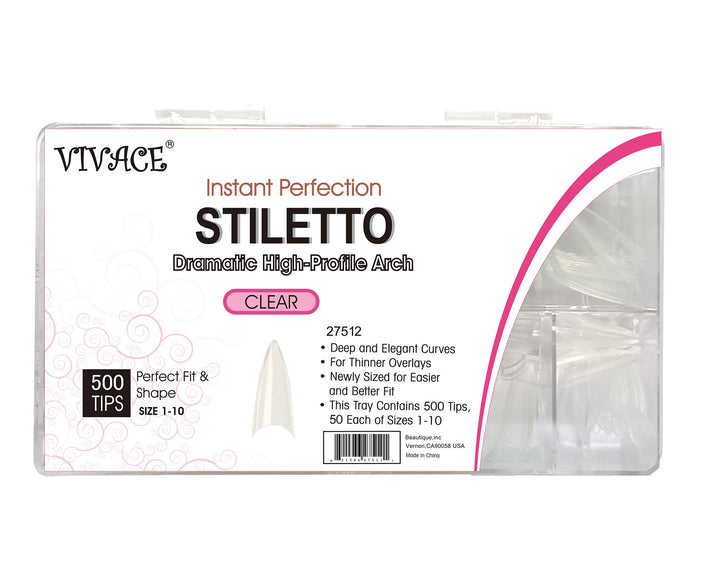 Beautia Stiletto 500pcs False Nail Tips Clear Color 27512