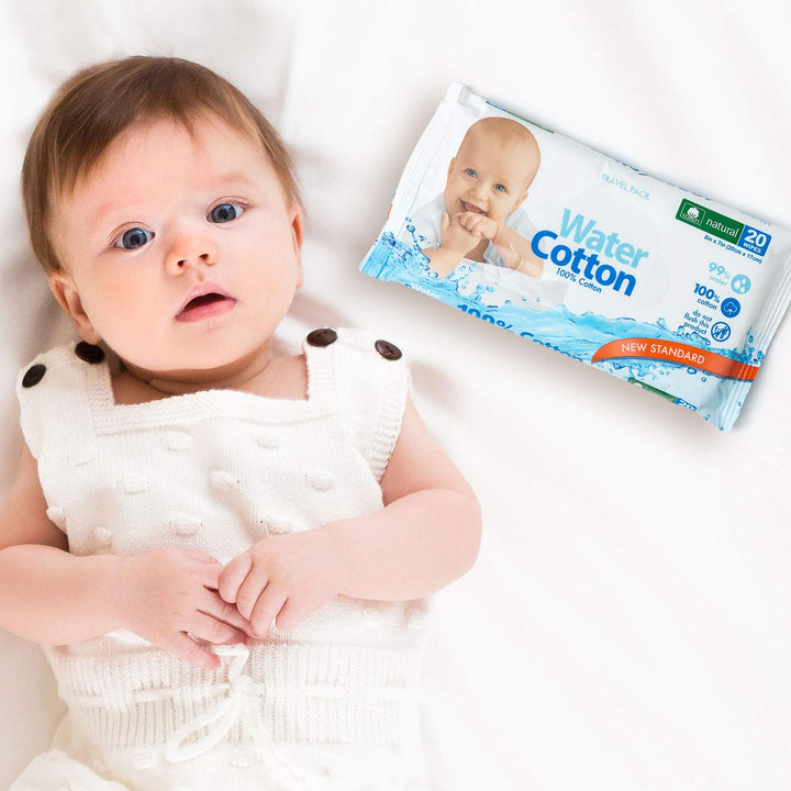 Baby Wipes 100% Biodegradable Travel Safe Sweet Almond Oil, Panthenol, White, Aloe Vera, 20 Count