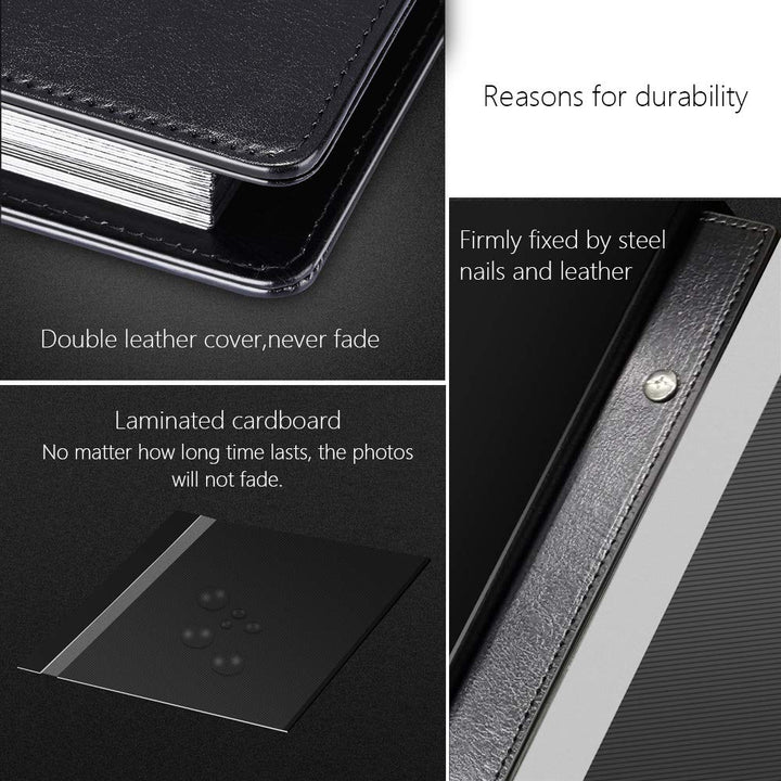 Self-Adhesive Photo Album, 60 Black Pages Self-Stick Page DIY Anniversary Travel Memory Book, Leather Cover, Magnetic Scrapbook Family Album for Christmas, Birthday, Valentine’s Day Gifts