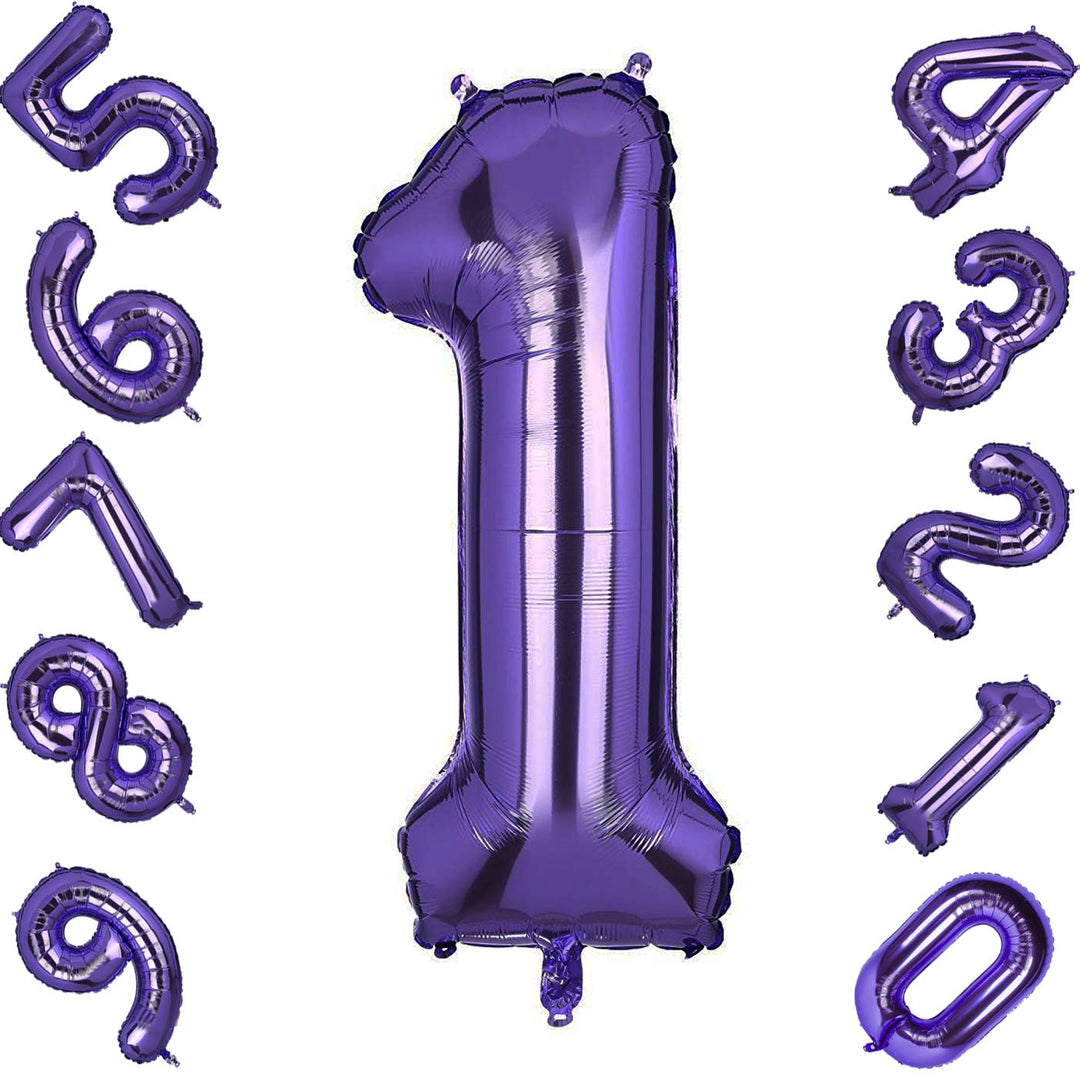 40 Inch Number Balloons Purple Number 1 Helium Foil Birthday Party Decorations Digit Balloons