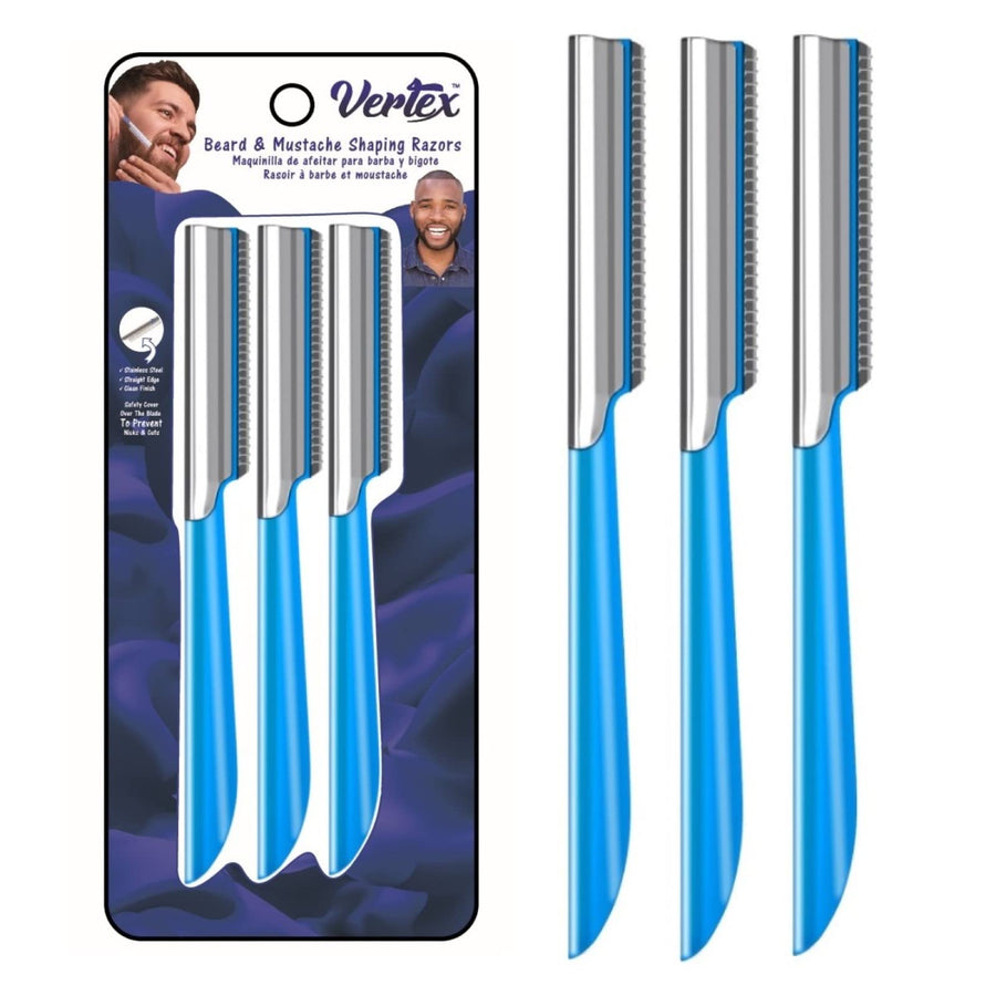 Star Mens Beard Shaping Tool Mustache Edging Razor Best for Eyebrow Perfect Lines Straight-Edge-Barber-Razor PERFECT TRAVEL 3-Pack for Facial Hair Grooming