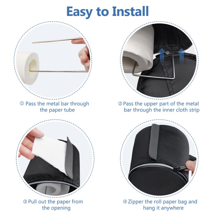 Hainging Toilet Paper Holder Waterproof Roll Tissue Holders Cat Dog Proof Toilet Paper Storage Bag with Adjustable Strap Portable Roll Paper Cover for Camping Bathroom RV Car Travel