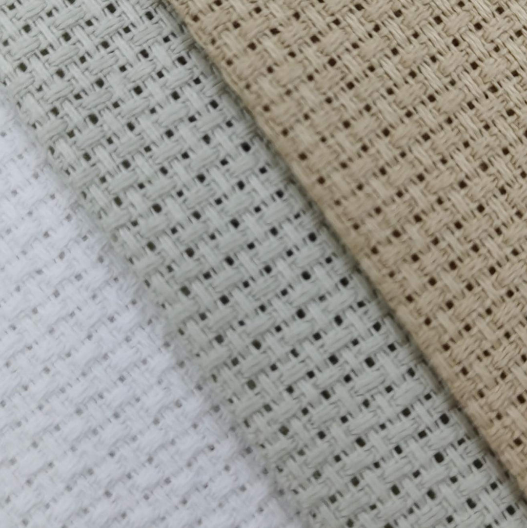 3 pc of 12 x 18 14CT Counted Cotton Aida Cloth Cross Stitch Fabric (Khaki+Pearl Gray+White)