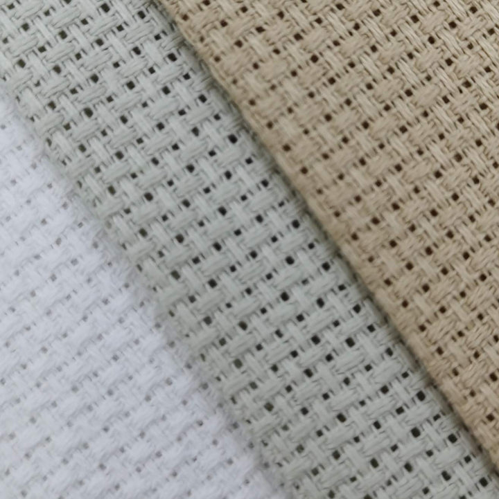 3 pc of 12 x 18 14CT Counted Cotton Aida Cloth Cross Stitch Fabric (Khaki+Pearl Gray+White)