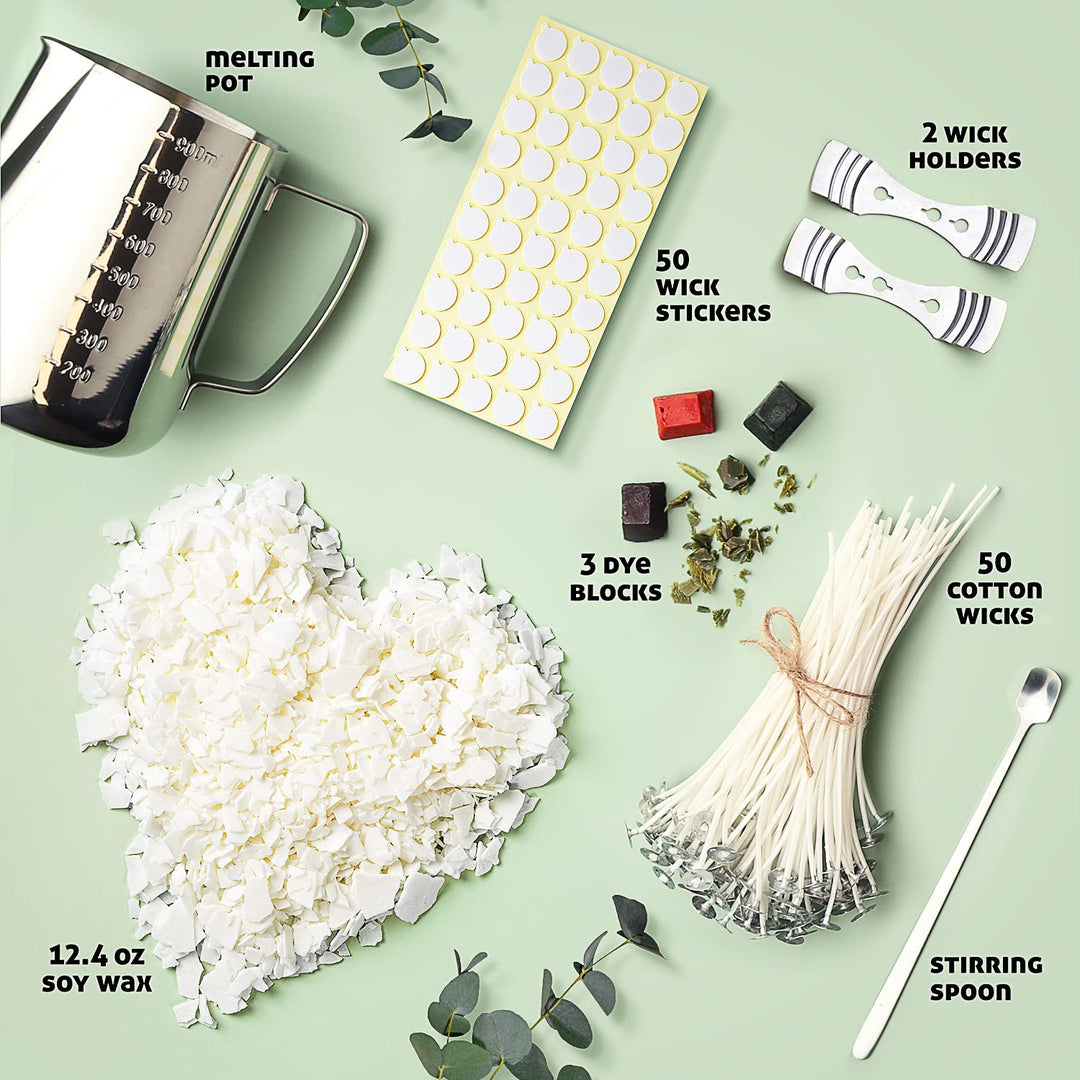Soy Candle Making Kit for Adults, Candle Making Supplies Kit for Adults &amp; Kids, 12.4Oz Soy Wax for Candle Making, 108 PC DIY Candle Making Kit for Adults Includes Wax Melter, Candle Wicks, Dyes &amp; More