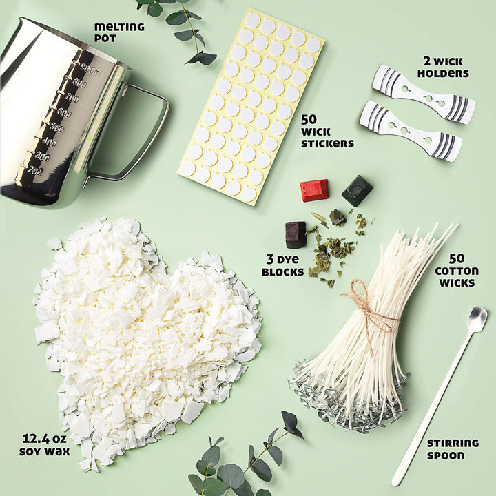 Soy Candle Making Kit for Adults, Candle Making Supplies Kit for Adults &amp; Kids, 12.4Oz Soy Wax for Candle Making, 108 PC DIY Candle Making Kit for Adults Includes Wax Melter, Candle Wicks, Dyes &amp; More