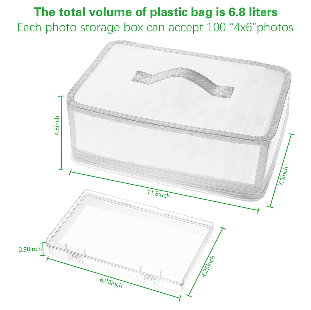 Photo Storage Bag 4x6, 10 Inner Large Photo Storage Box Photo Cases Store up to 1000 Photos, Photo Organizer Cards Craft Keeper with Handle for Photo Puzzles Cards Seed Packets (White)